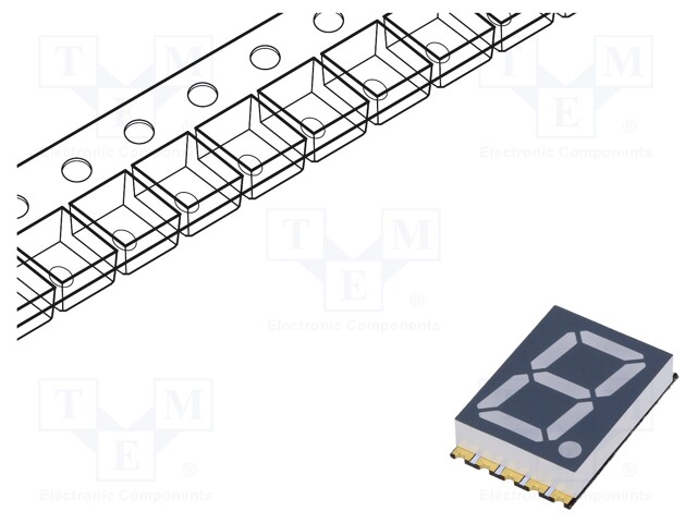 Display: LED; 7-segment; 14.2mm; 0.56"; No.char: 1; white; 65÷135mcd