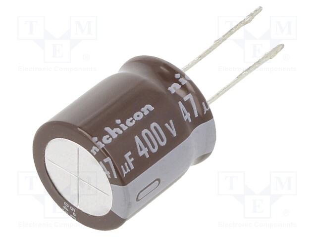 Capacitor: electrolytic; THT; 47uF; 400VDC; Ø18x20mm; Pitch: 7.5mm