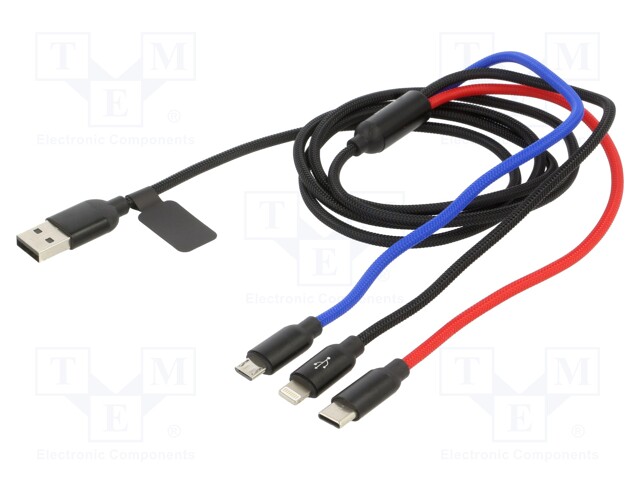 Cable; USB 2.0; black,red,blue; 3.5A