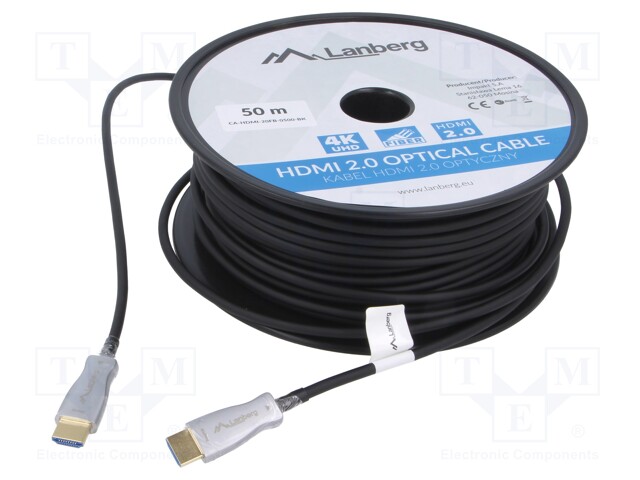 Cable; HDMI 2.0; HDMI plug,both sides; PVC; Len: 50m; black