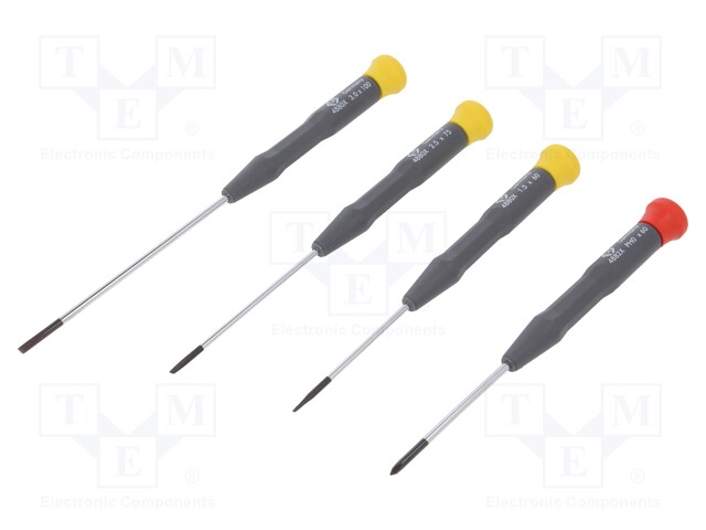 Screwdrivers; Pcs: 4; precision; Bit: Phillips,slot