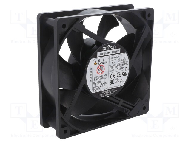 Fan: AC; axial; 230VAC; 120x120x38mm; 180m3/h; 42dBA; ball bearing