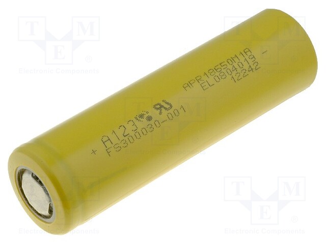 Re-battery: Li-FePO4; MR18650; 3.3V; 950mAh; Ø18x65mm