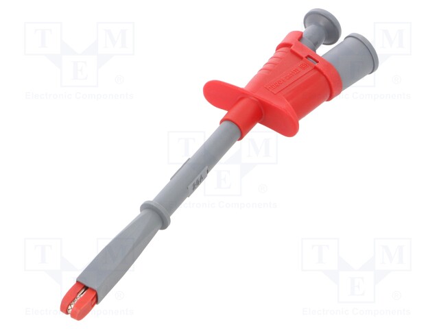 Clip-on probe; crocodile; 20A; red; Grip capac: max.15mm; 1kV; 4mm