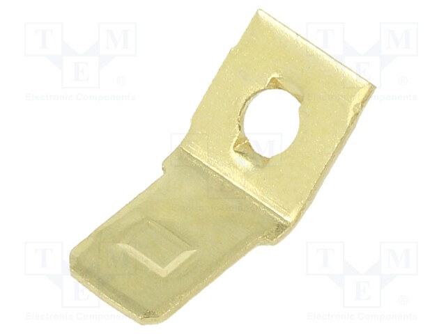 Terminal: flat; 6.4mm; 0.8mm; male; M3; screw; brass; angled 45°