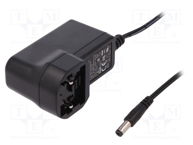 Power supply: switched-mode; 48VDC; 0.25A; Out: 5,5/2,1; 12W; 87%