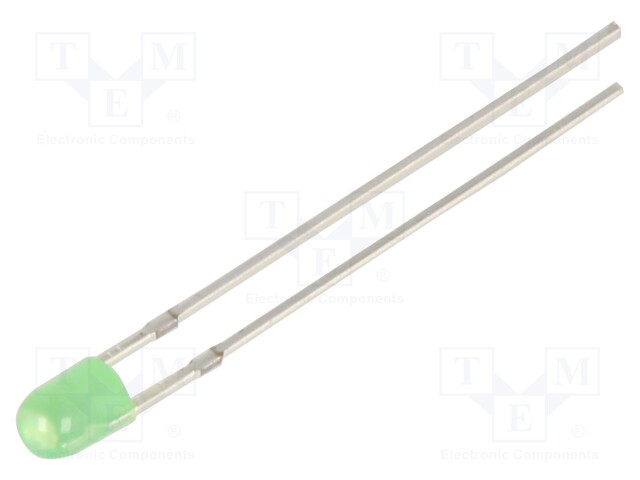 LED; 3mm; green; 500÷750mcd; 120°; Front: convex; 2.9÷3.4V; -30÷85°C