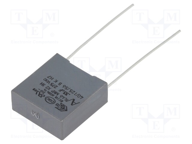 Capacitor: polypropylene; X2; 330nF; 15mm; ±20%; 18x7.5x18.5mm