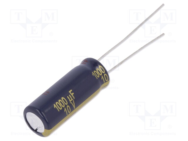 Capacitor: electrolytic; low impedance; THT; 1000uF; 10VDC; ±20%