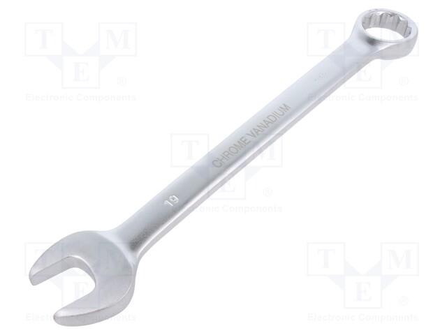 Wrench; combination spanner; 19mm; Chrom-vanadium steel; satin