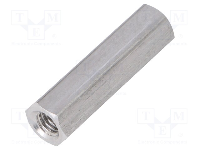 Screwed spacer sleeve; Int.thread: M5; 30mm; hexagonal; aluminium