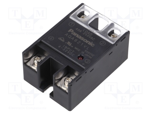 Relay: solid state; Ucntrl: 4÷32VDC; Icntrl: 20mA; 40A; 75÷250VAC