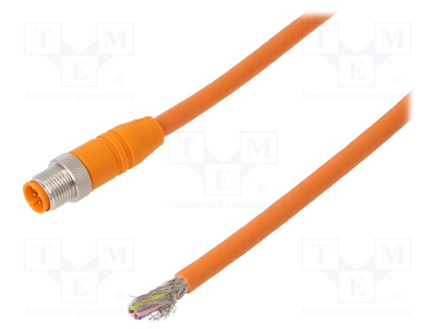 Connection lead; M12; PIN: 8; straight; 5m; plug; 30VAC; 2A; -25÷80°C