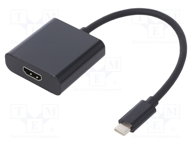 Adapter; USB 3.1; HDMI socket,USB C plug; 230mm; Colour: black