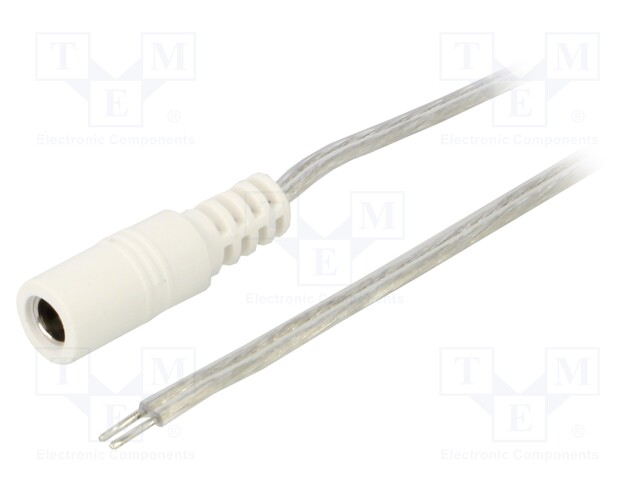 Cable; wires,DC 5,5/2,1 socket; straight; 0.5mm2; transparent