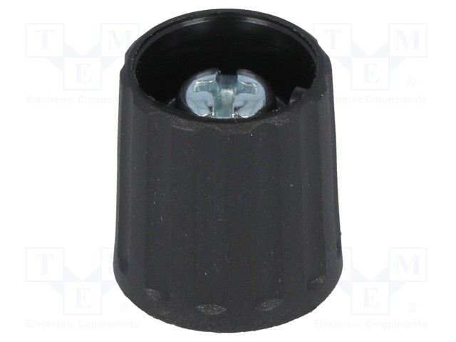 Knob; polyamide; Shaft d: 6mm; black; clamp mechanism with screw