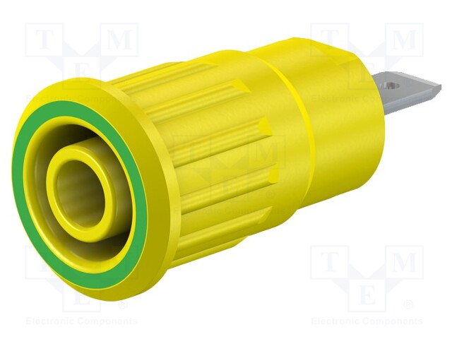 Socket; 4mm banana; 24A; 1kV; Cutout: Ø12.2mm; yellow-green