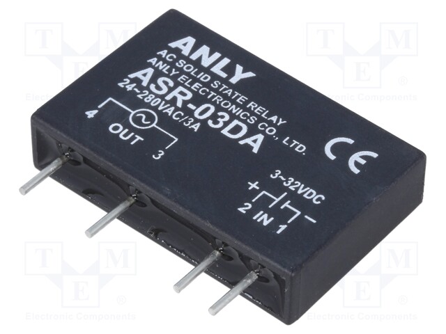 Relay: solid state; Ucntrl: 3÷32VDC; 3A; 24÷280VAC; THT; SIP