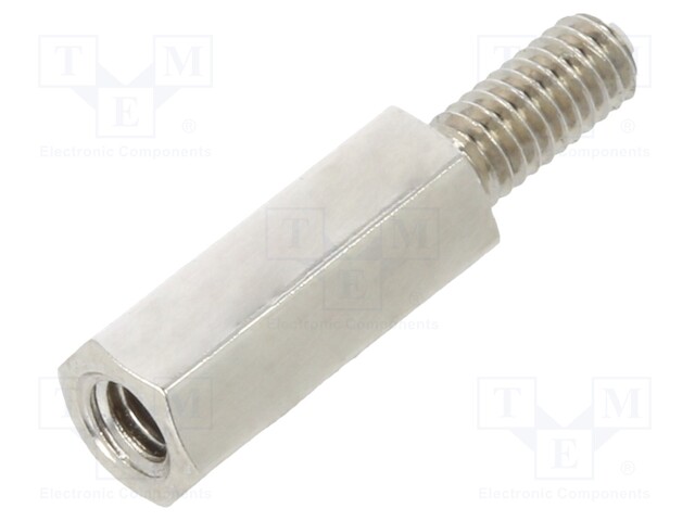 Screwed spacer sleeve; Int.thread: M2,5; 10mm; Ext.thread: M2,5