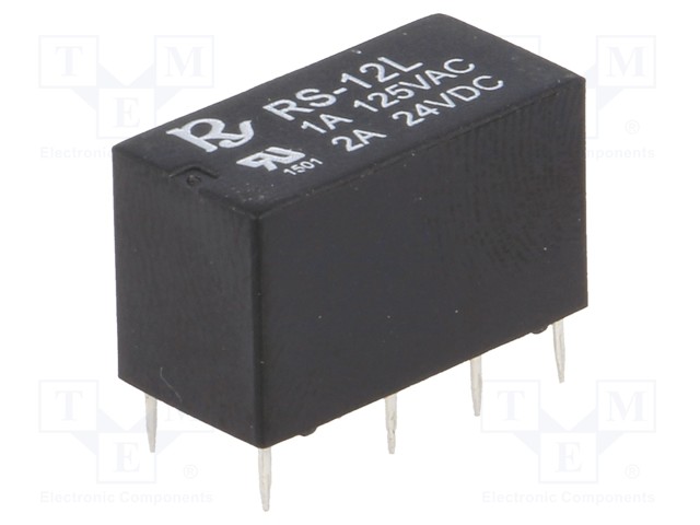 Relay: electromagnetic; DPDT; Ucoil: 12VDC; 1A/120VAC; 1.25A/30VDC