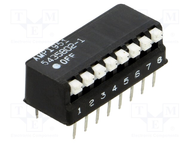 Switch: DIP-SWITCH; Poles number: 8; OFF-ON; Pos: 2; -55÷105°C; THT