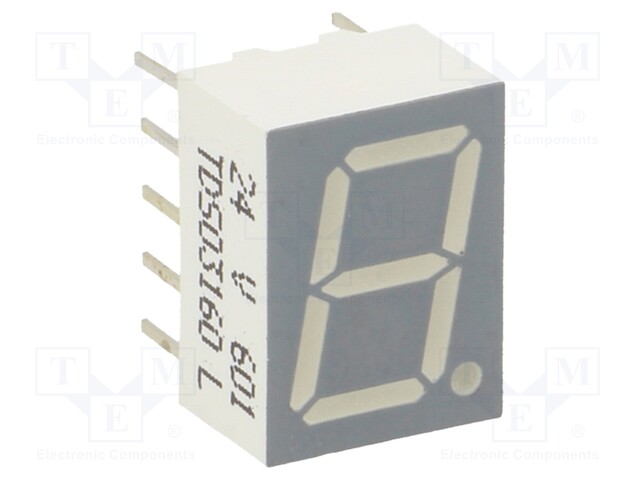 Display: LED; 7-segment; 10mm; 0.39"; No.char: 1; orange-red; 2÷3V