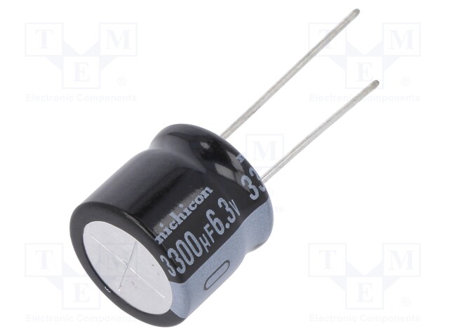 Capacitor: electrolytic; THT; 3300uF; 6.3VDC; Ø16x15mm; ±20%