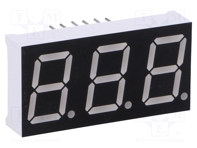 Display: LED; 7-segment; 14.2mm; 0.56"; No.char: 3; yellow; 60mcd