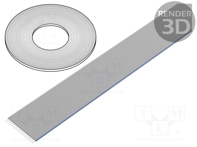 Wire: ribbon; 0.635mm; solid; Cu; 12x30AWG; unshielded; LSZH; grey