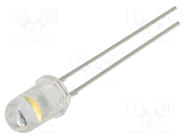 LED; 5mm; white warm; 60°; Front: convex; 11.5÷12VDC; No.of term: 2