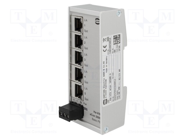 Industrial module: switch Ethernet; unmanaged; 9÷60VDC; RJ45