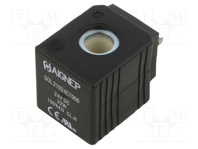 Coil for solenoid valve; IP65; 24VDC; 22W