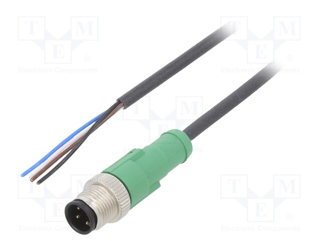 Connection lead; M12; PIN: 4; straight; 5m; plug; 250VAC; 4A; 250VDC