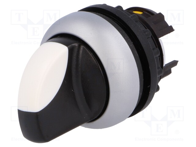 Switch: rotary; Stabl.pos: 1; 22mm; white-black; Illumin: none; IP66