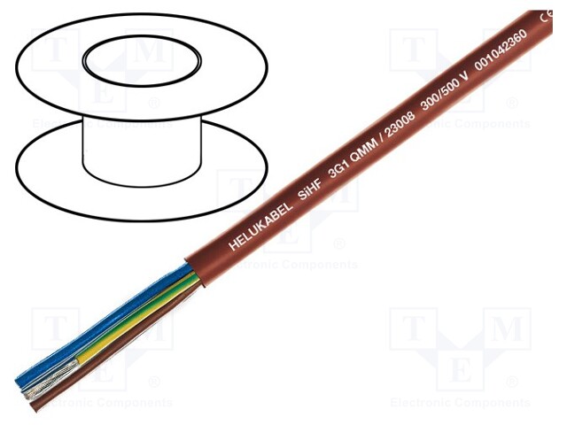 Wire; SiHF; Cu; stranded; 2x1,5mm2; silicone rubber; brown-red