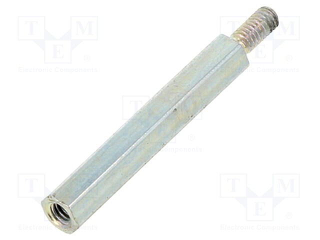 Screwed spacer sleeve; Int.thread: M2,5; 25mm; Ext.thread: M2,5