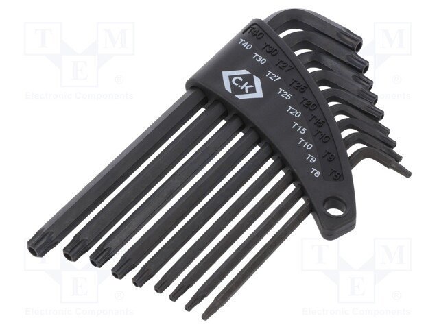 Key set; Torx®; TX08,TX09,TX10,TX15,TX25,TX27,TX30,TX40; Pcs: 9