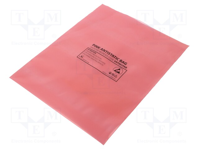 Protection bag; ESD; L: 254mm; W: 203mm; D: 75um; 100pcs; pink; <100GΩ