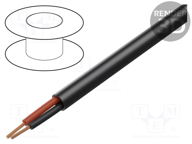 Wire: loudspeaker cable; 2x1mm2; stranded; OFC; black; unshielded