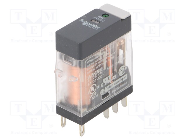 Power Relay, DPDT, 24 VDC, 5 A, Zelio RXG Series, Socket