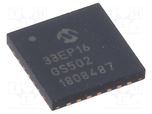 DsPIC microcontroller; SRAM: 2kB; Memory: 16kB; QFN-S28; 0.65mm