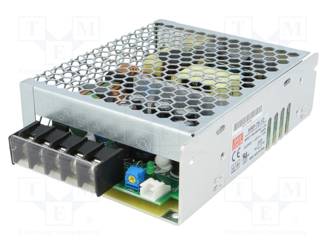 Power supply: switched-mode; modular; 75.6W; 12VDC; 129x98x38mm