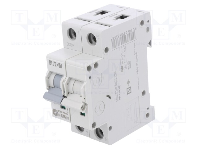 Circuit breaker; 230/400VAC; Inom: 16A; Poles: 1+N; DIN; Charact: C