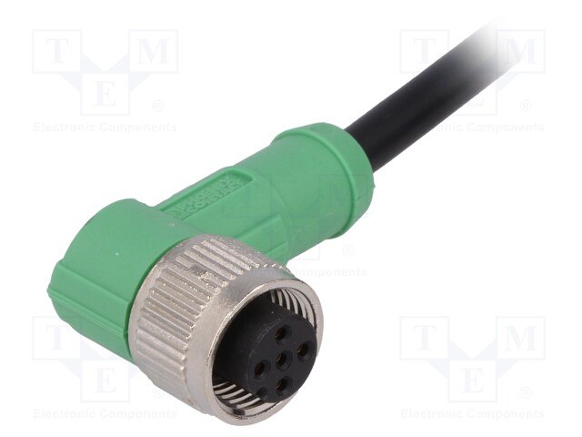 Connection lead; M12; PIN: 5; angled; 10m; plug; 60VAC; 4A; -25÷90°C