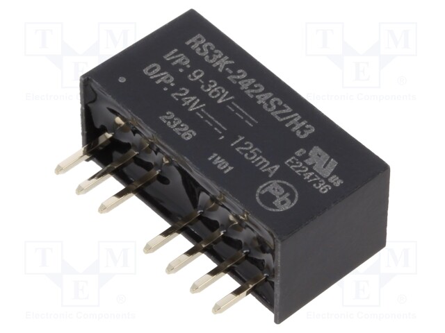 Converter: DC/DC; 3W; Uin: 9÷36V; Uout: 24VDC; Iout: 125mA; SIP8; 4.7g