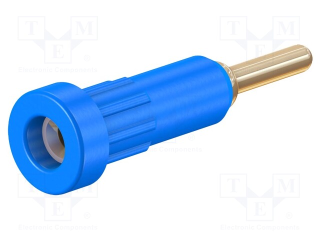 Socket; 2mm banana; 10A; 24.5mm; blue; Mounting: push-in,on panel