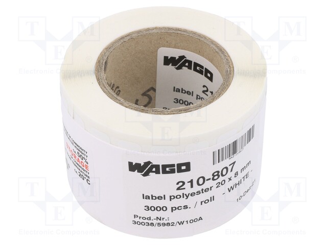 Label; 8mm; 20mm; white; No.of labels: 3000pcs; self-adhesive