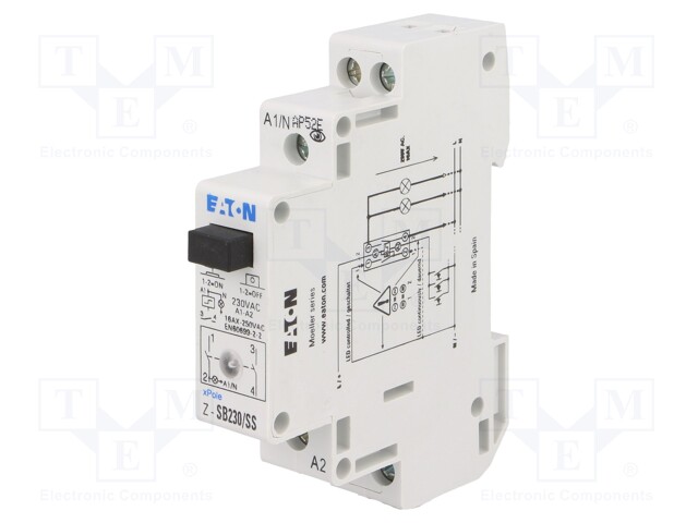 Relay: installation; bistable; NO x2; Ucoil: 230VAC; 17.5x90x60mm