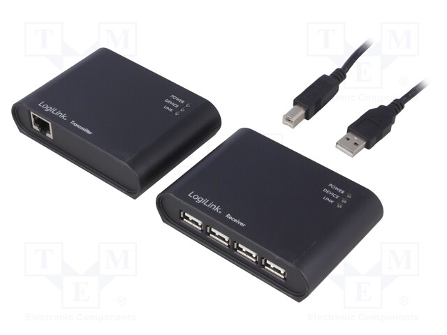 USB extender; USB 1.1,USB 2.0; black; Cat: 5e,6