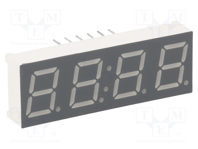 Display: LED; 7-segment; 9.9mm; 0.39"; No.char: 4; red; 30÷60mcd